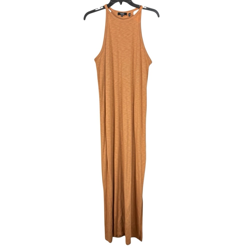 Theory Womens Racerback Maxi Dress Tan Mustard Size S Cotton Blend Sleeveless